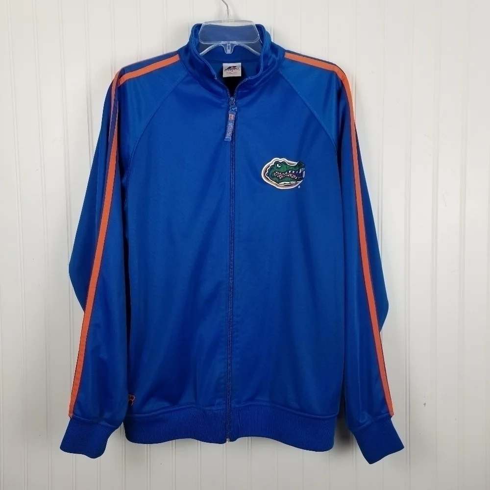 Florida Gators Track Jacket Full Zip Patch Blue Orange Stripe Russell Athletics